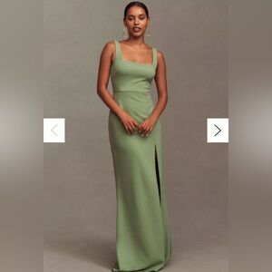 BHLDN Sage Green Square-Neck Formal Gown